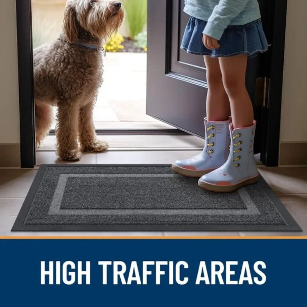 29.5x17 Front Door Mat, Waterproof All-Season, Fade-Resistant Entryway Mat, Grey